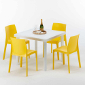 Table Carrée Blanche 90x90cm Avec 4 Chaises Colorées Grand Soleil Set Extérieur Bar Café Rome Love Prix