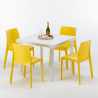 Table Carrée Blanche 90x90cm Avec 4 Chaises Colorées Grand Soleil Set Extérieur Bar Café Rome Love Prix