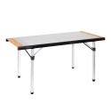 Opvouwbare campingtafel aluminium blad hout 146x70 Quadra Tropic 6 Brunner Aanbieding