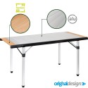 Opvouwbare campingtafel aluminium blad hout 146x70 Quadra Tropic 6 Brunner Kortingen