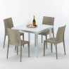 Witte vierkante salontafel 90x90 cm met 4 gekleurde stoelen Bistrot Love Catalogus
