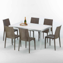 Table Rectangulaire Blanche 150x90cm Avec 6 Chaises Colorées Grand Soleil Set Extérieur Bar Café Bistrot Summerlife Catalogue
