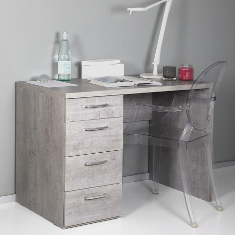 Bureau moderne avec 4 tiroirs gris smartworking KimDesk GS