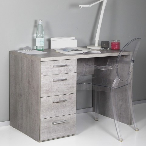 Bureau moderne 4 tiroirs télétravail gris KimDesk GS Promotion