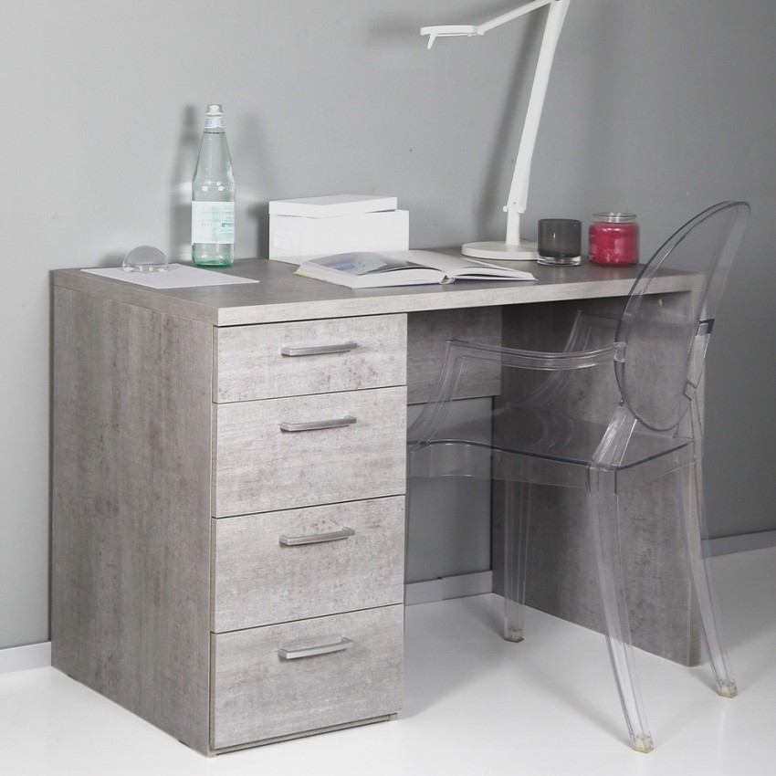 Bureau moderne 4 tiroirs télétravail gris KimDesk GS Promotion