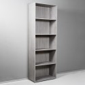 Hoge grijze boekenkast kantoor en woonkamer 5 vakken verstelbare planken Kbook 5GS Korting