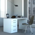 Bureau moderne blanc 4 tiroirs office télétravail 110X60 KimDesk WS Promotion