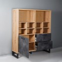 Bibliothèque style industriel avec 1 porte et 2 tiroirs pour salon ou bureau Cratfy Remises