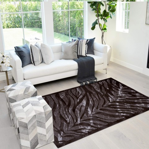 Rechthoekig bruin zebra design woonkamer vloerkleed Dubbel MAR007 Aanbieding