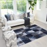 Tapis moderne design géométrique rectangulaire bleu gris Double BLU005 Promotion