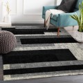 Tapis moderne design géométrique à poil court gris blanc noir GRI224 Promotion