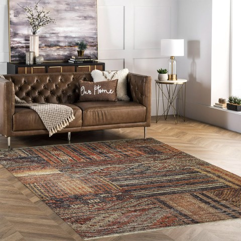 Tapis rectangulaire style ethnique multicolore salon cuisine KILI02 Promotion