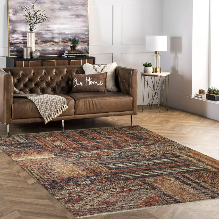 Tapis rectangulaire style ethnique multicolore salon cuisine KILI02 Promotion