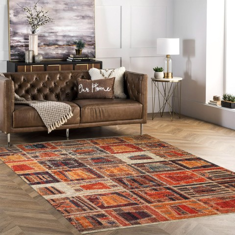 Veelkleurig etnisch patchwork stijl rechthoekig woonkamer tapijt PATC01 Aanbieding