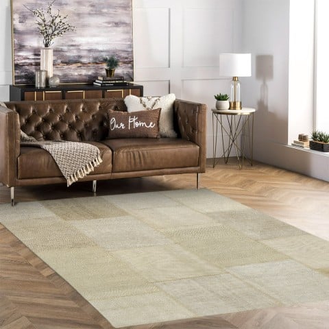 Tapis beige moderne rectangulaire salon salle à manger TUBE01 Promotion