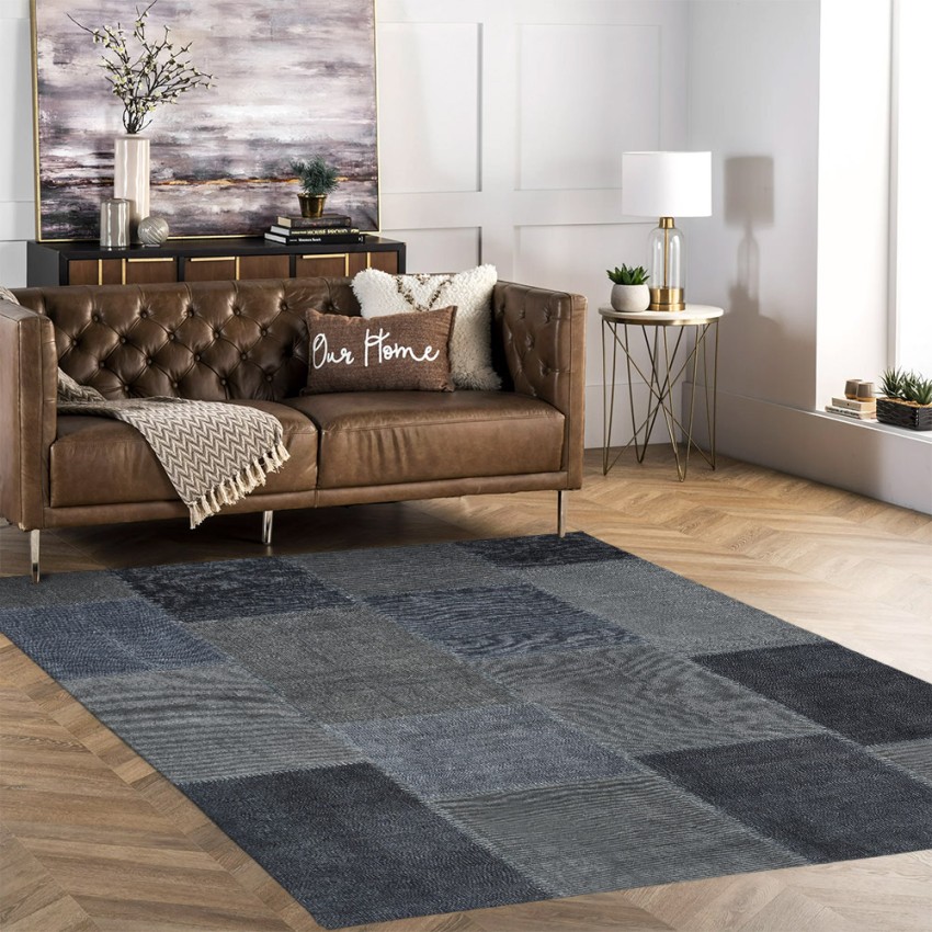 Moderne blauwe rechthoekige tapijt eetkamer slaapkamer TUBL01 Aanbieding