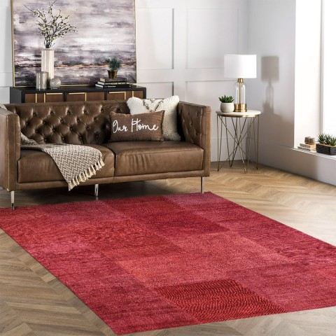 Rechthoekig rood modern design woonkamer antislip tapijt TURO01 Aanbieding
