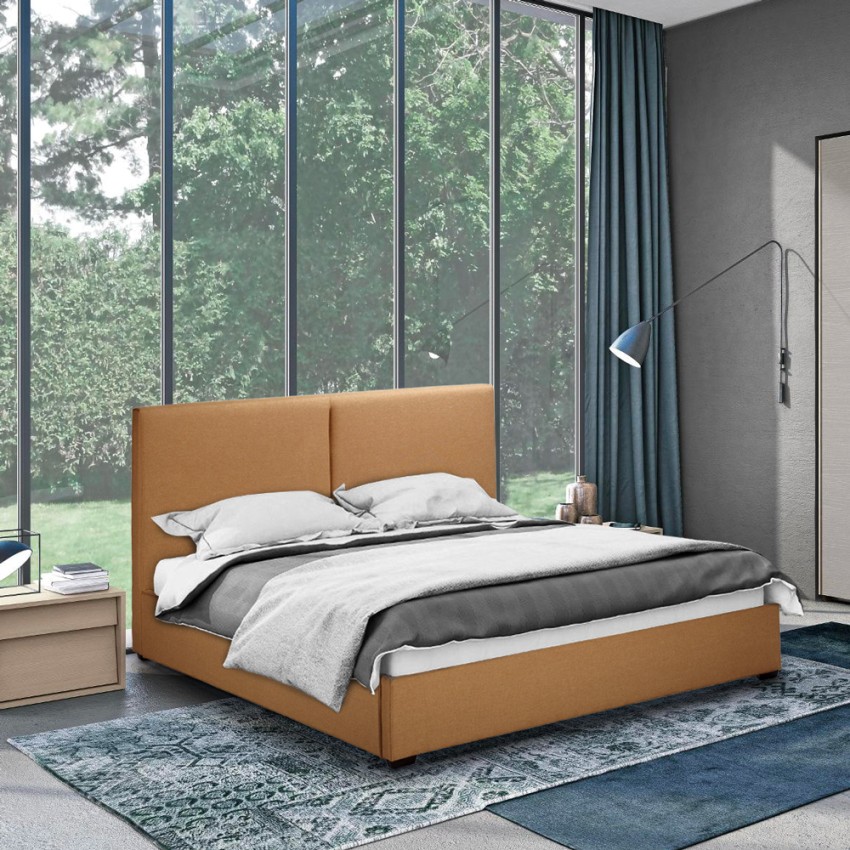 Tweepersoons bed van stof met lattenbodem 160x190 cm Montreux King Model