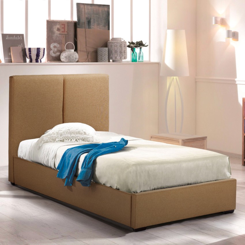Eenpersoons bed van stof met lattenbodem 80x190 cm Montreux Twin Keuze Eenpersoons bed van stof met lattenbodem 80x190 cm Montreux Twin Keuze