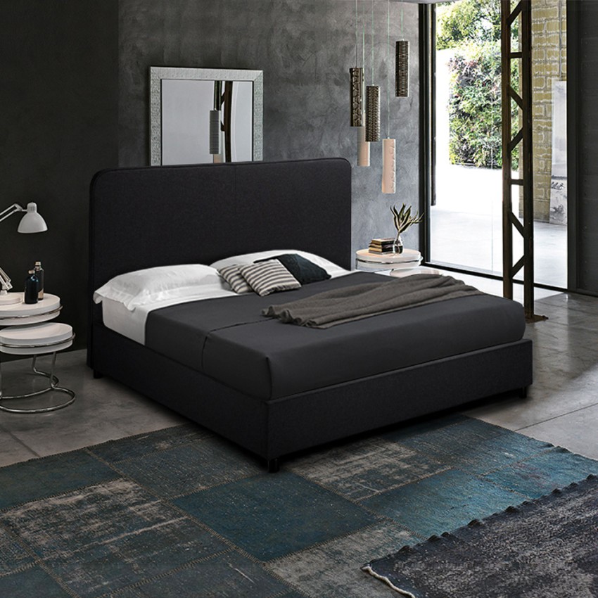 Lit une place et demi 120x190 en tissu avec sommier à lattes Zurich 