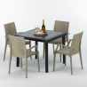 Table Carrée Noire 90x90cm Avec 4 Chaises Colorées Grand Soleil Set Extérieur Bar Café ARM Bistrot Passion Catalogue