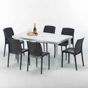 Table Rectangulaire Blanche 150x90cm Avec 6 Chaises Colorées Grand Soleil Set Extérieur Bar Café Boheme SummerLIFE Caractéristiq