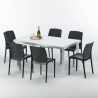 Rechthoekige salontafel wit 90x90 cm met stalen onderstel en 4 gekleurde stoelen Boheme Summerlife Model