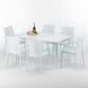 Rechthoekige salontafel wit 150x90 cm en 6 gekleurde stoelen Bistrot Arm Summerlife Voorraad