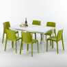 Rechthoekige tafel wit 90x90 cm met stalen onderstel en 4 gekleurde stoelen Rome Summerlife Afmetingen