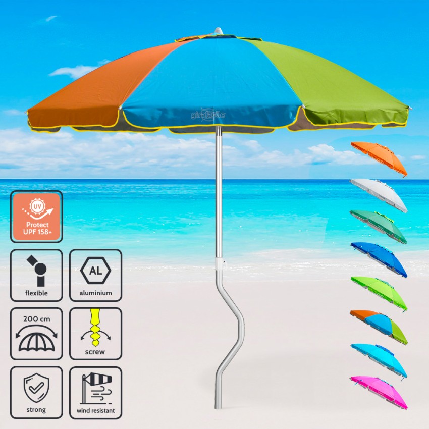 Parasol de plage aluminium leger visser protection uv GiraFacile 200 cm Afrodite Parasol de plage aluminium leger visser protection uv GiraFacile 200 cm Afrodite