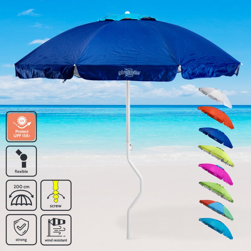 Parasol de plage léger visser protection uv GiraFacile 200 cm Ermes Réductions Parasol de plage léger visser protection uv GiraFacile 200 cm Ermes Réductions