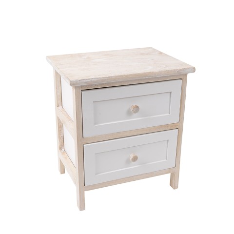 Table de chevet 2 tiroirs meuble de chambre bois blanc Viram M