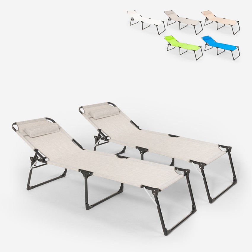 Set van 2 opvouwbare aluminium strand- of tuinligbedden Mauritius Aanbieding