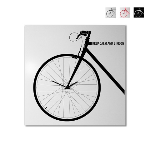 Horloge murale de vélo design carré moderne 50x50cm Bike On