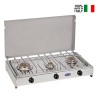 Réchaud à gaz portable camping 3 brûleurs avec couvercle 5523G CF Parker Vente