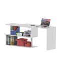 Witte draaibare hoekbureau Volta WH met 2 planken voor thuis of kantoor Korting