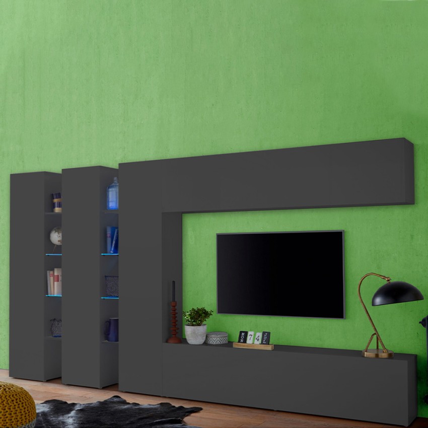 Moderne wandmeubel televisie met 3 hangende kasten Note Trio Aanbieding Moderne wandmeubel televisie met 3 hangende kasten Note Trio Aanbieding