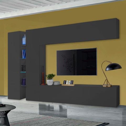 Modern zwart TV-meubel 2 kasten 4 planken Opmerking Twin Aanbieding