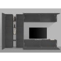 Meuble TV de salon moderne noir 2 armoires 4 étagères Note Twin Réductions