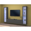 Hangend TV meubel wandmeubel modern design zwart 2 vitrines Liv RT Korting
