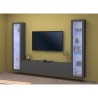 Zwevend TV-meubel wandunit met modern design zwart met 2 vitrines Liv RT Korting
