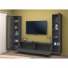 Zwevend TV-meubel wandunit met modern design zwart met 2 vitrines Liv RT Kortingen