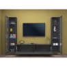 Zwevend TV-meubel wandunit met modern design zwart met 2 vitrines Liv RT Catalogus