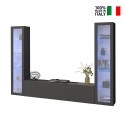 Meuble TV de salon design moderne noir 2 vitrines Liv RT Vente