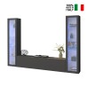 Zwevend TV-meubel wandunit met modern design zwart met 2 vitrines Liv RT Verkoop