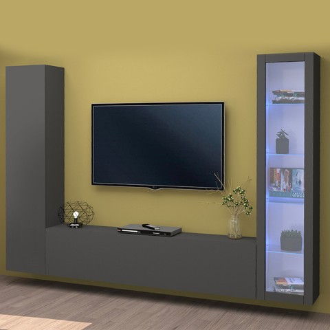 Meuble TV moderne avec vitrine et armoire murale Peris RT Promotion