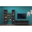 Moderne zwevende wandmeubel TV-kast boekenplank hout met 2 vitrinekasten Yves RT Kortingen