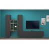Meuble TV moderne 2 armoires 6 compartiments bibliothèque en bois Manny RT Catalogue