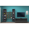 TV-wandmeubel voor woonkamer, grijs hout met 2 vitrinekasten en boekenplanken Onir RT Kortingen