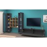 TV-wandmeubel voor woonkamer, grijs hout met 2 vitrinekasten en boekenplanken Onir RT Catalogus